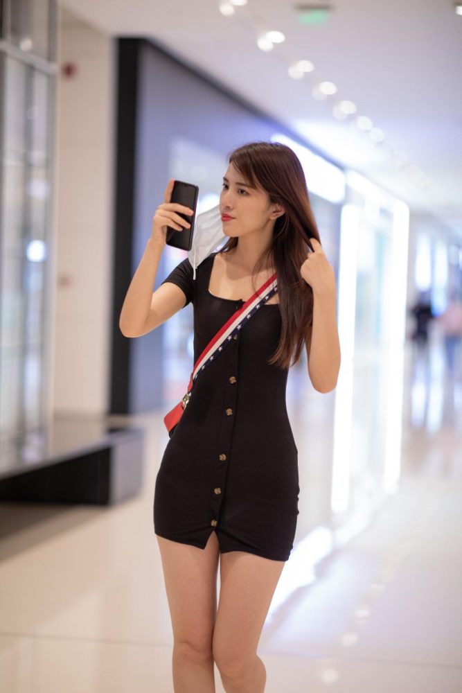 逛商场的黑色包臀裙美丽女孩【385P】00050-素云集