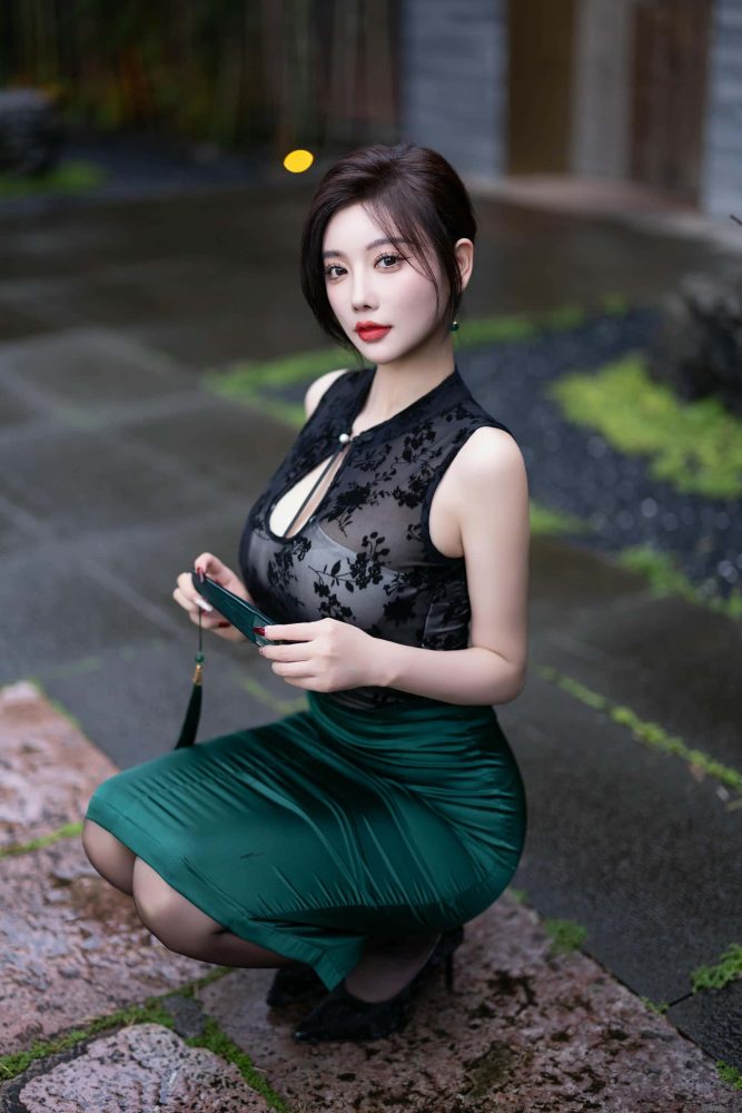 绿色旗袍 - 杨晨晨【87P】P50237-素云集